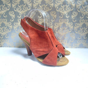 Biviel Orange Suede Criss-cross Sandal - Size 8.5
